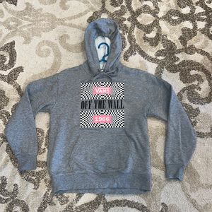 Vans hoodie in size small with black, white, and pink retro graphic!